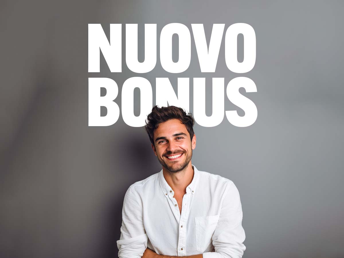 scritta nuovo bonus con sotto un ragazzo che sorride